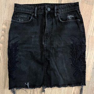 All Saints Philly Denim Embroidered Mini Skirt